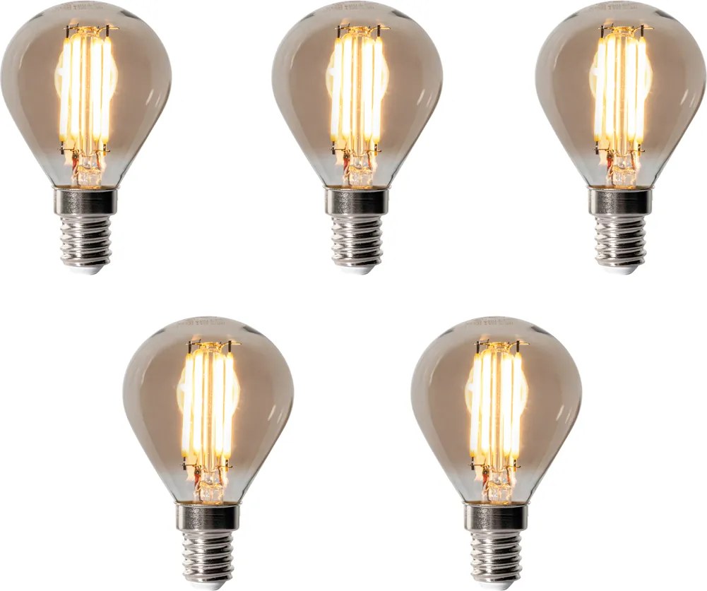 Sada 5 stmievateľných LED žiaroviek E14 P45 dymových 5W 470LM 2200K