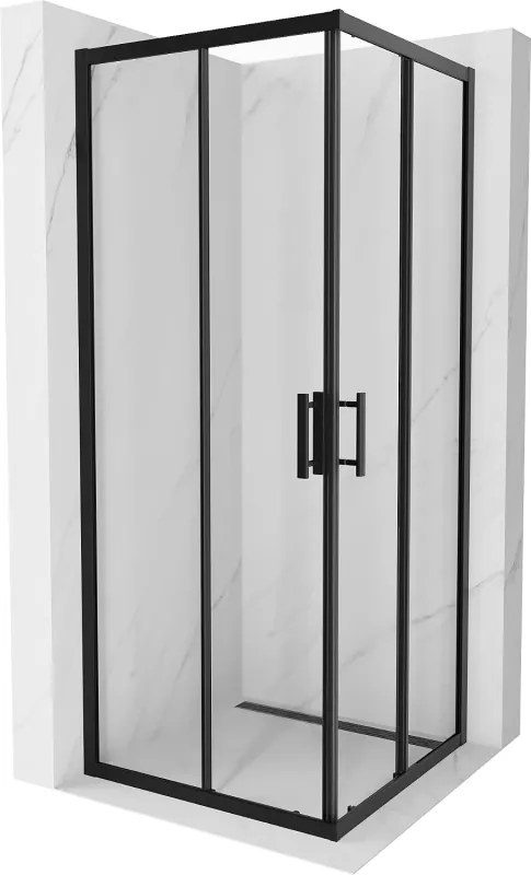 Mexen Rio, štvorcový sprchový kút 80 x 80 cm, 6mm číre sklo, čierny profil, 860-080-080-70-00