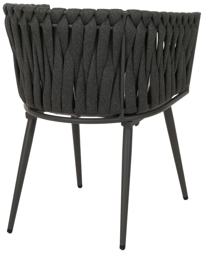 Záhradné stoličky HWC-N38 (SET 2 ks), olefínové lano, antracitové vankúše - svetlo sivá