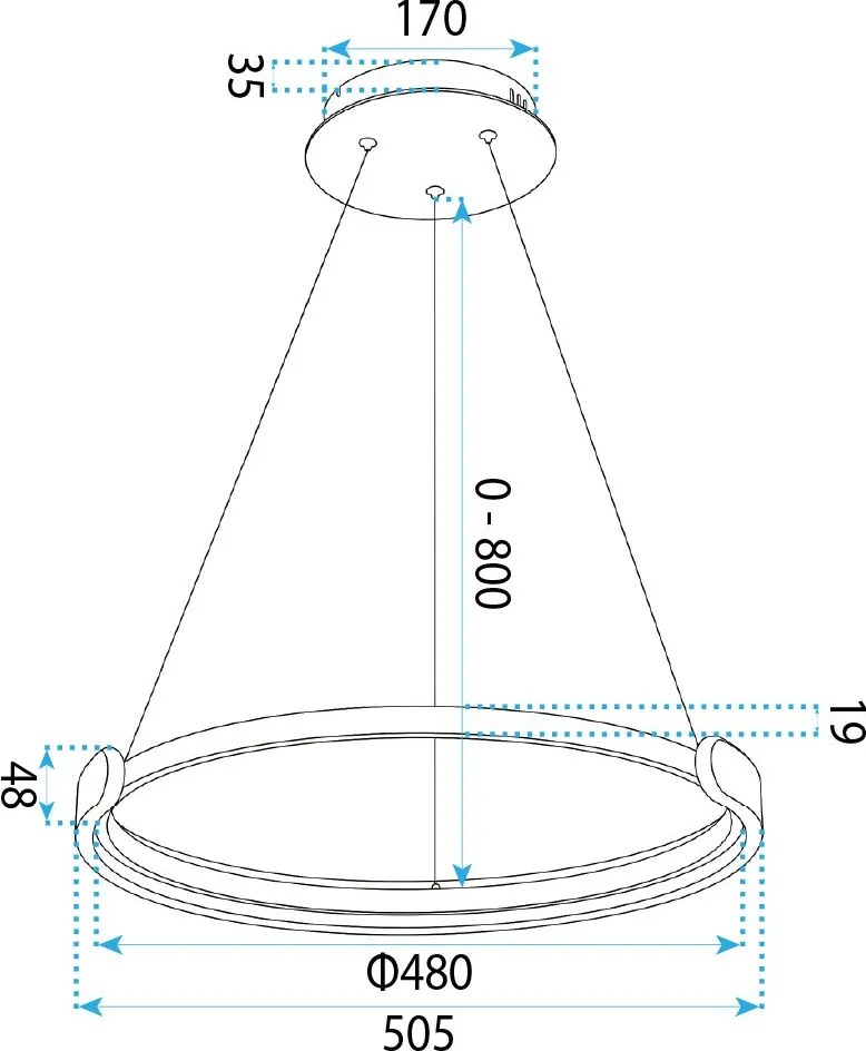 Toolight Toolight, LED stropné svietidlo 50cm, 48W, 4000K, 2500lm, APP1927-CP, čierna, OSW-66067