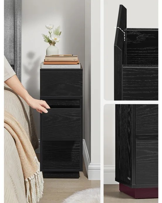 Autronic BONTEC Odkladací stolík 25x30x65cm, mdf, drevo, ANT-E1065 BK Farba: Čierna