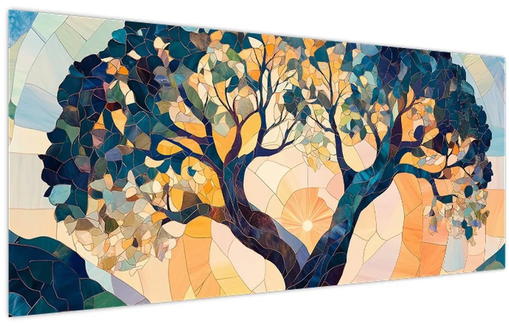 Obraz – Mozaika – slnko a strom II. (120x50 cm)
