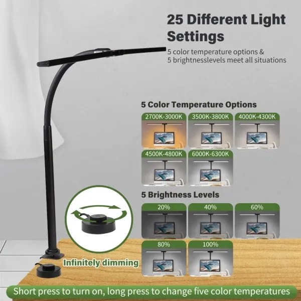 Immax 08995L - LED Stm. osvetlenie monitora OFFICE LED/24W/230V 2700-6300K CRI 95