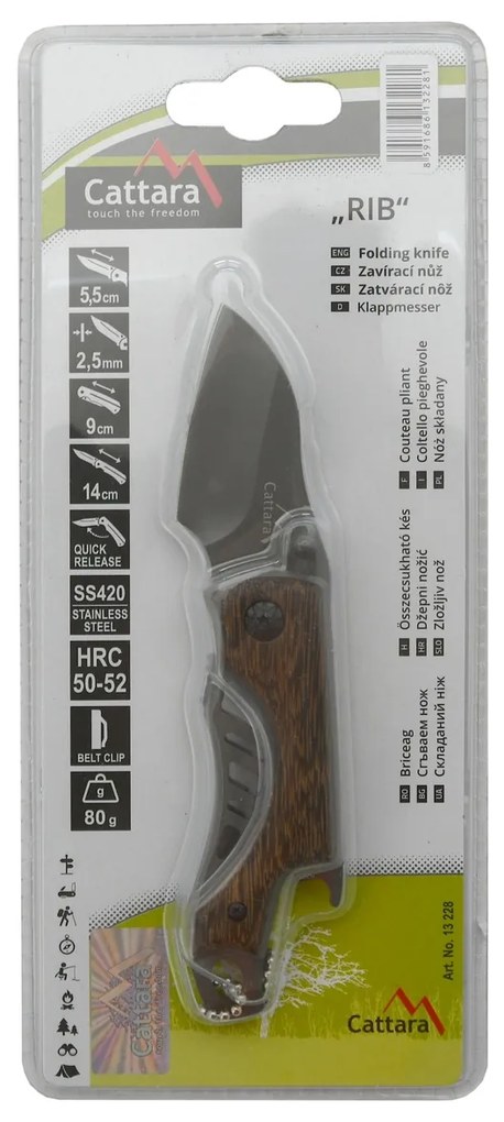 Cattara Zatvárací nôž RIB s poistkou, 14 cm