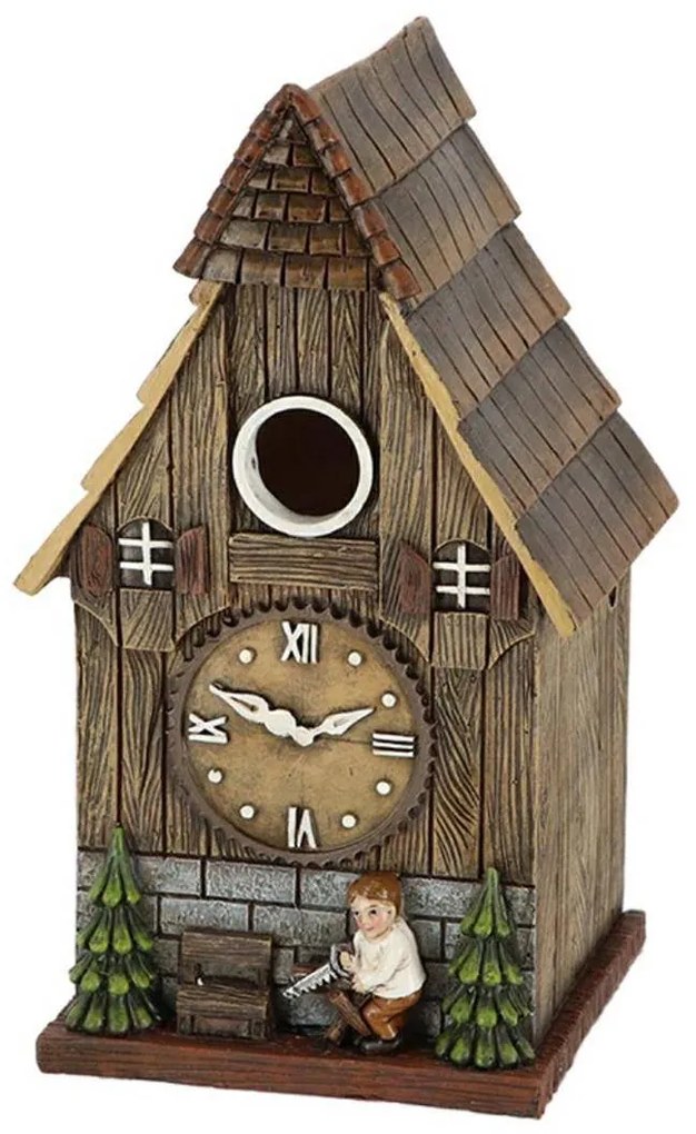 Vtáčia búdka Clock, 25x14,5x13 cm, polyresín, hnedá