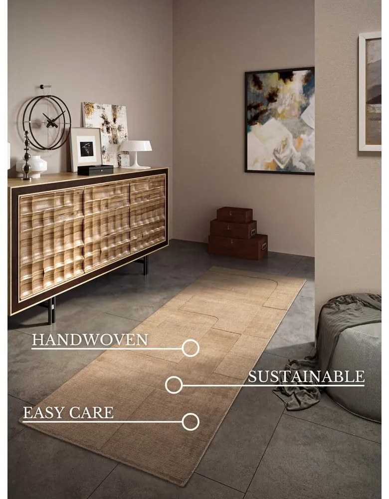 Béžový ručne tkaný vlnený behúň 80x250 cm Charlotte – Villeroy&Boch