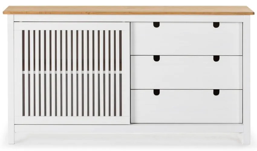 Biela drevená komoda Marckeric Bruna