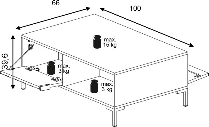 Konferenční stolek Flinn 100 cm bílý/zlatý