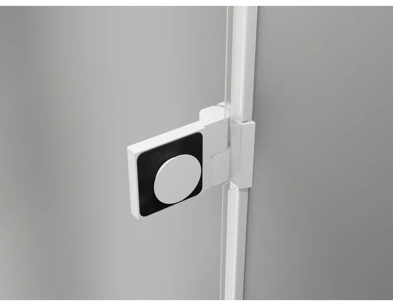 Mexen Lunar-B, Otočné ľavé sprchové dvere 125 cm, 8mm číre sklo, biely profil, 832S-125-050-20-00-L