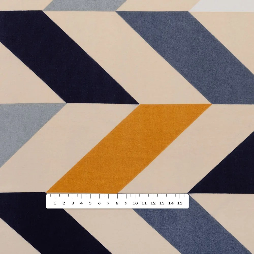 Biante Bavlnený štvorcový obrus Sandra SA-751 Veľké cik-cak modro-žlto-krémové pruhy 90x90 cm