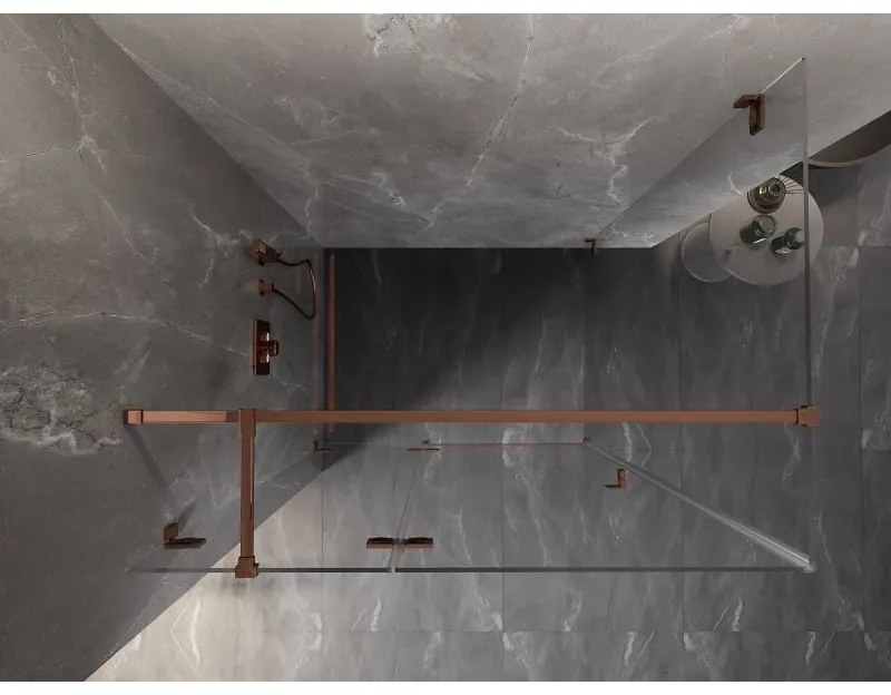 Mexen Lunar T, výklopný ľavý sprchový kút 140 x 90 cm, 8mm číre sklo, profil ružové zlato, 834T-140-090-60-00-L