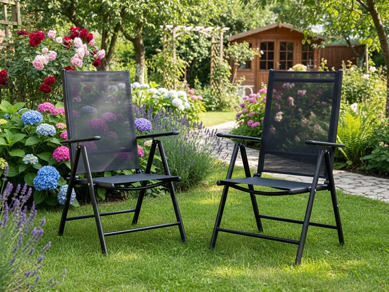 CH Polohovateľná záhradná hliníková stolička Glam II - čierna