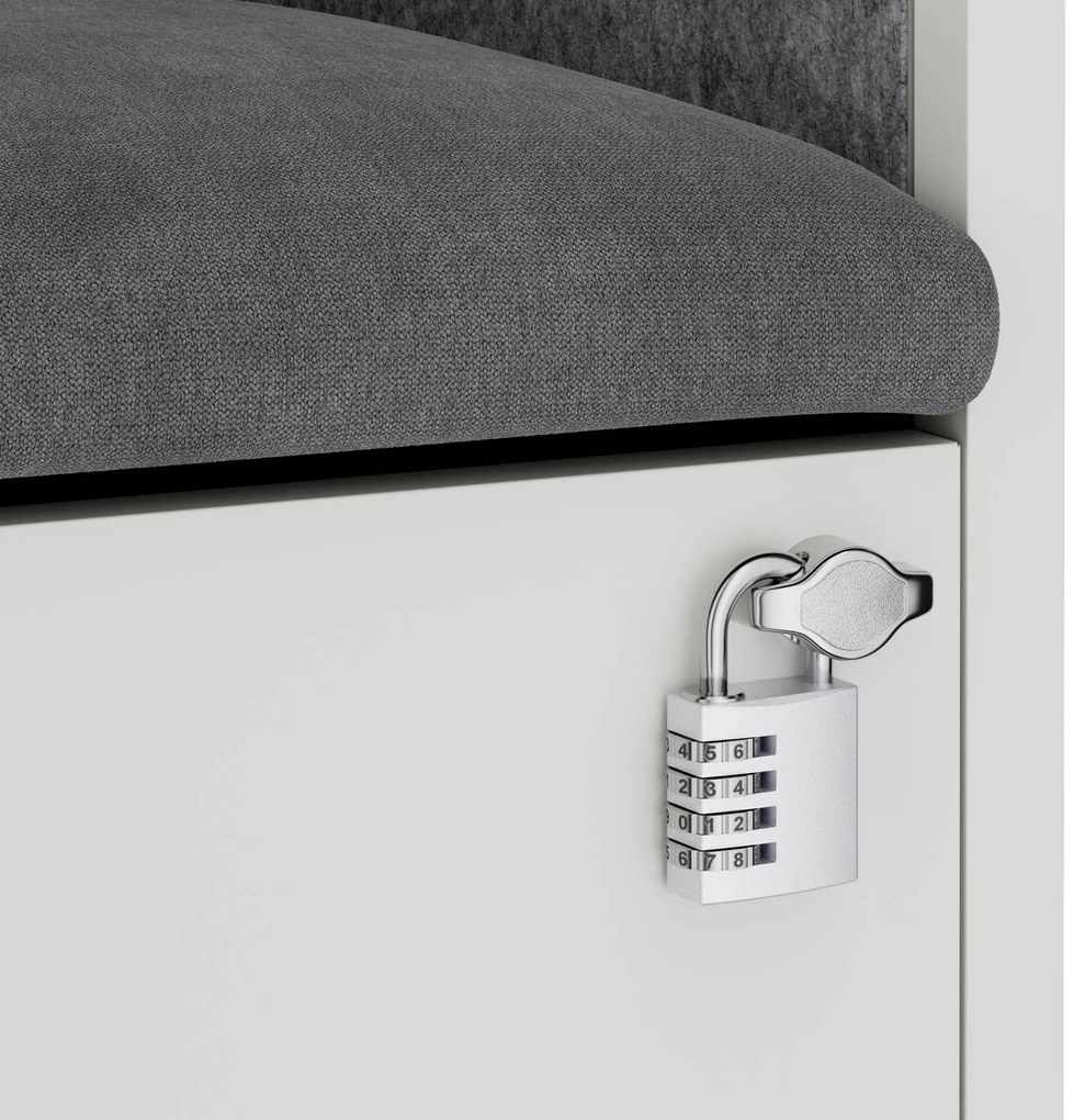 Akustická kabína SALLY MentalBox 1150 mm – biely korpus, sivé sedadlo