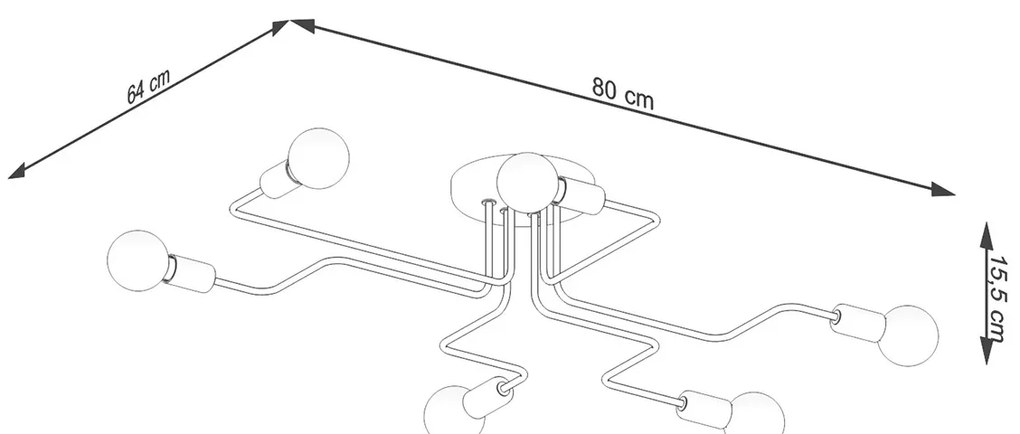 Stropné svietidlo Vector 6, biele telo svietidla