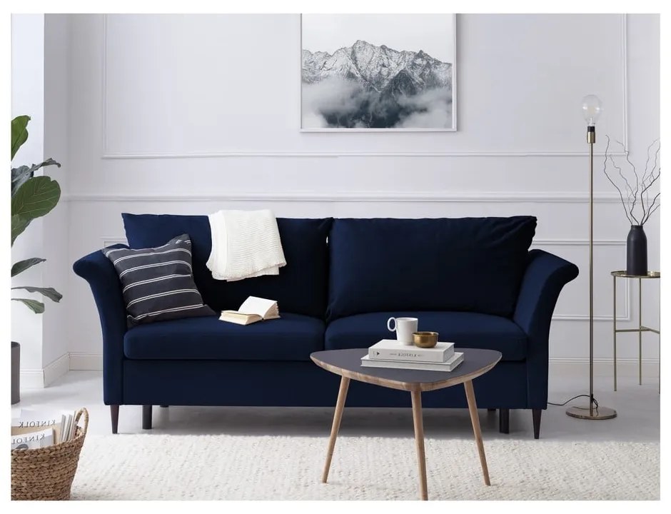Modrá rozkladacia pohovka s úložným priestorom Mazzini Sofas Pivoine