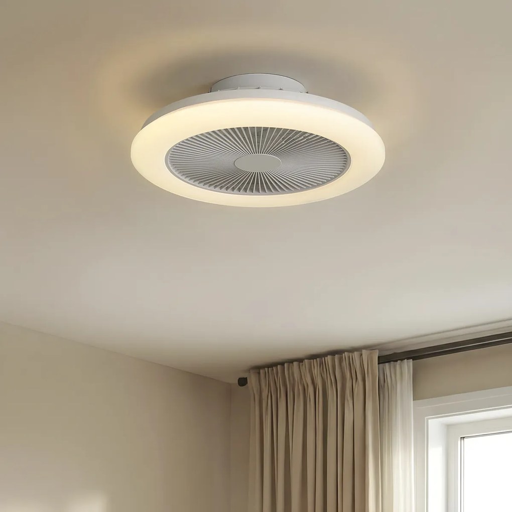 Stropný ventilátor biely vrátane LED RGB stmievateľný s diaľkovým ovládaním - Clamo