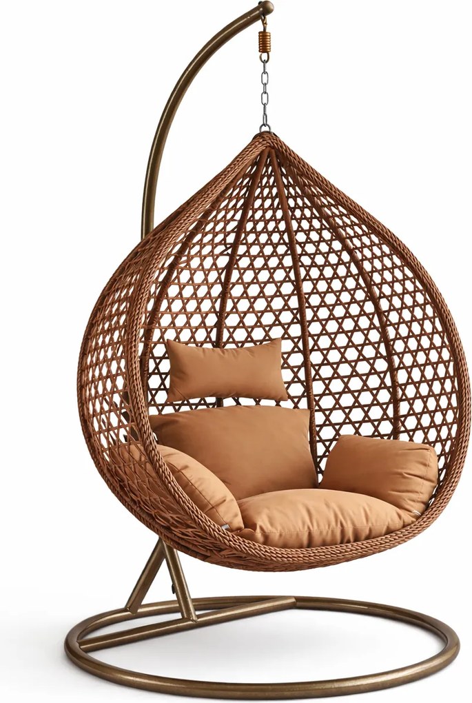 Závěsné houpací křeslo Houseland Imogen hnědé XL