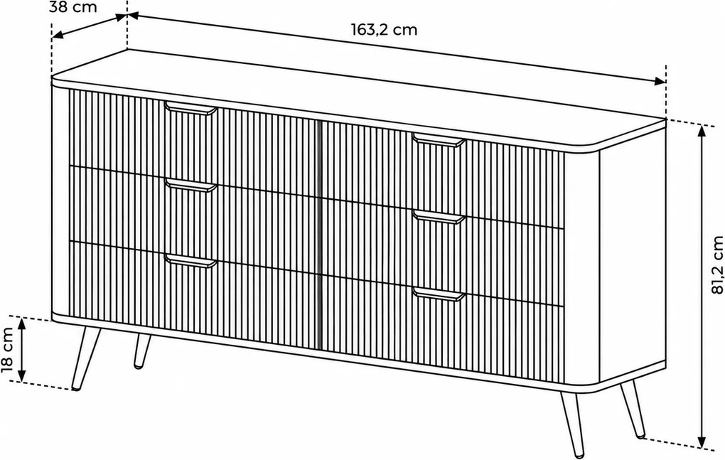 KOMODA TREVISO 6S KAŠMÍR 163 cm