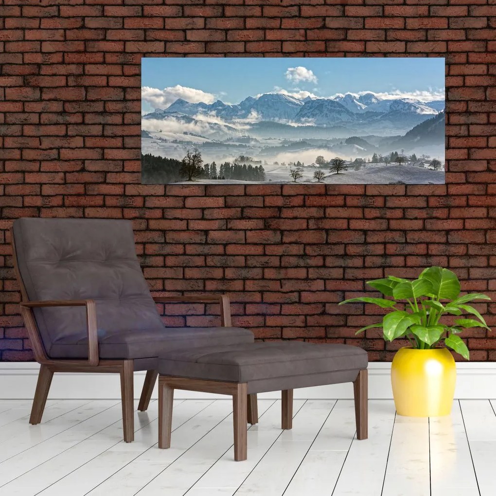 Obraz zasnežených hôr (120x50 cm)