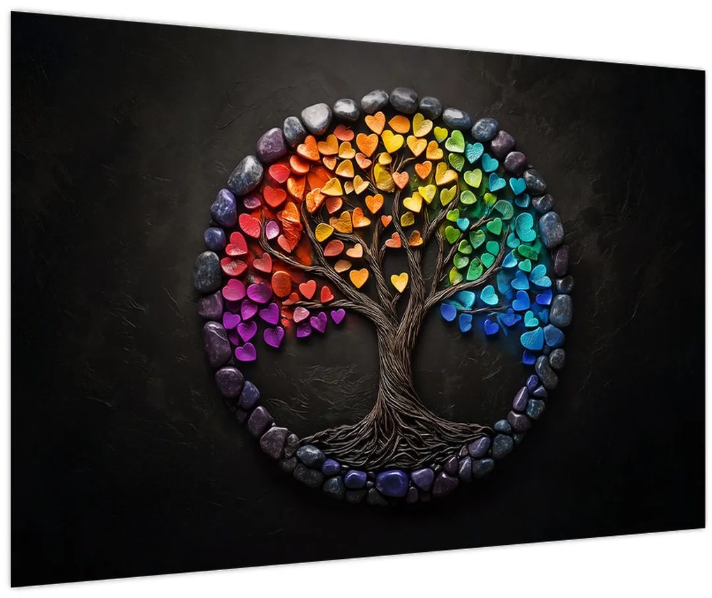 Obraz – Strom plný farebných sŕdc (90x60 cm)