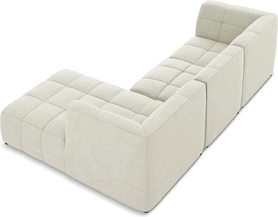 Béžová rohová pohovka z textílie buklé (pravý roh/s leňoškou) Aloha – Makamii