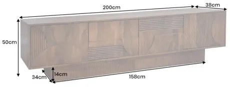 TV-skrinka 46805 Art Deco 200cm Drevo Mango Hnedé - Komfort-nábytok