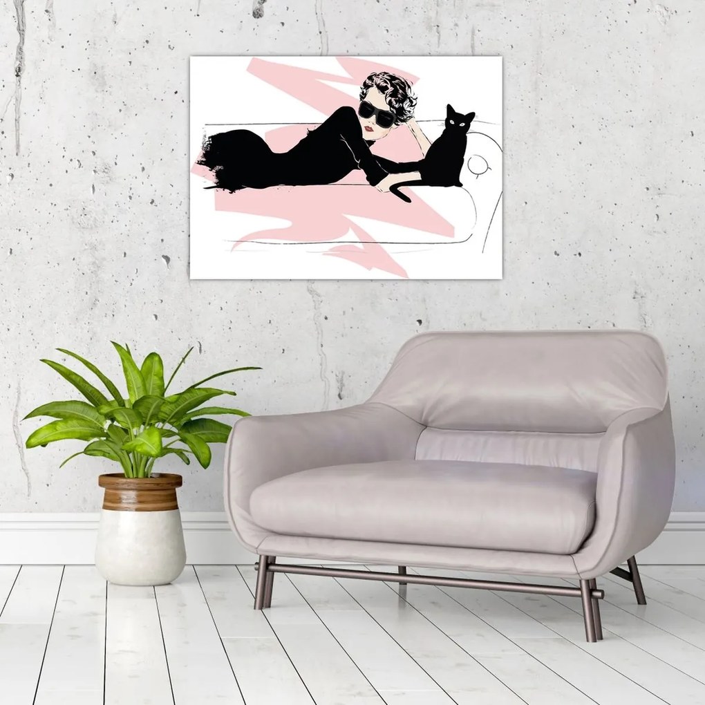Sklenený obraz - Fashion lady (70x50 cm)