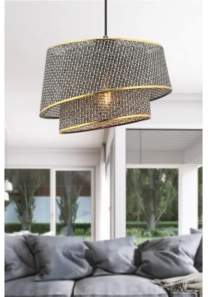 Závesný luster na lanku BARETTE 1xE27/60W/230V sivá/zlatá