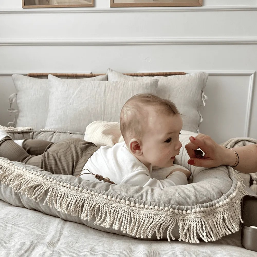 Hniezdo pre bábätko Boho prírodné 83x54cm