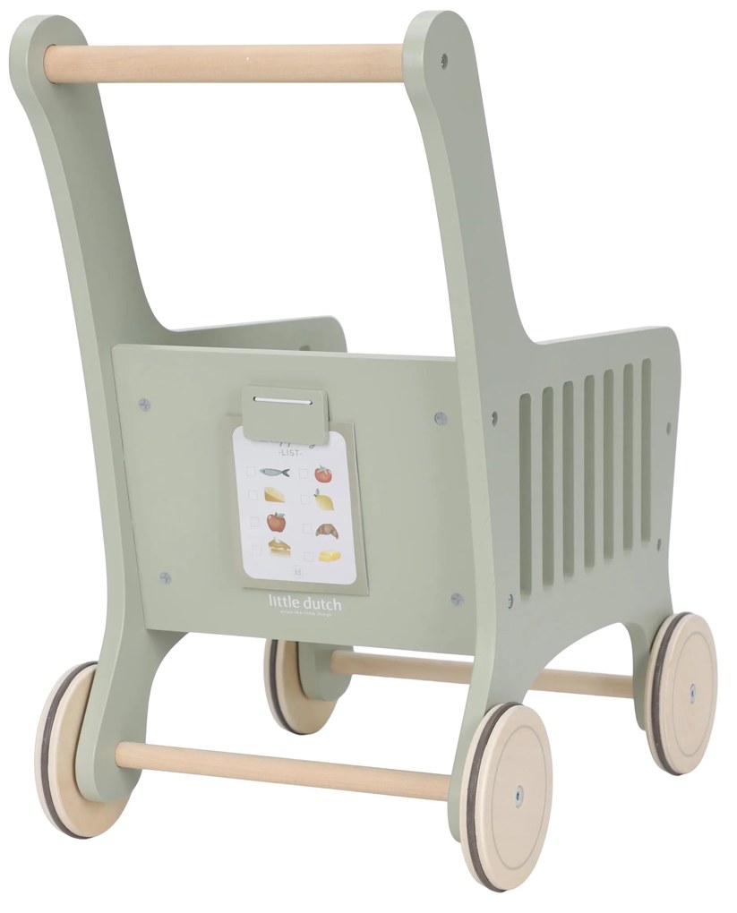 Nákupný vozík s doplnkami drevený