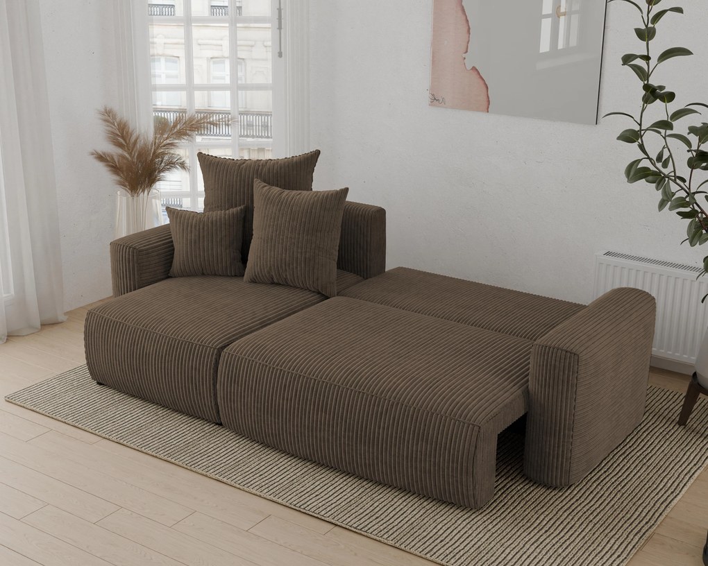 Rohová sedačka Denia (L) (tmavohnedá). Akcia -20%. Vlastná spoľahlivá doprava až k Vám domov. 1133111