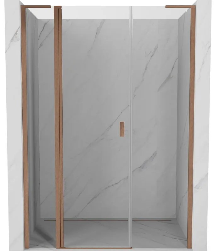 Mexen, Mexen Mist L Otočné sprchové dvere 140 cm, transparentné, brúsená meď - 8A4L-140-001-65-00