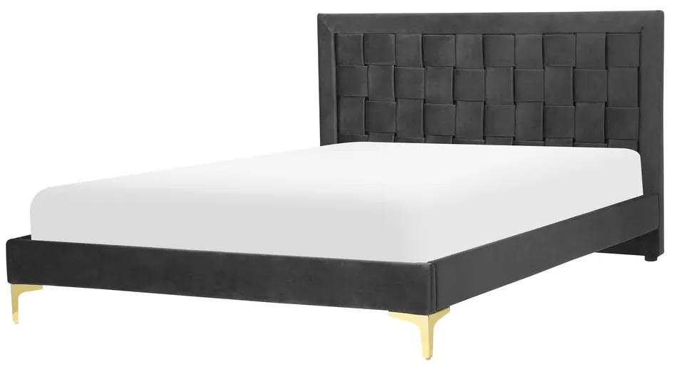 Zamatová posteľ 140 x 200 cm čierna LIMOUX Beliani