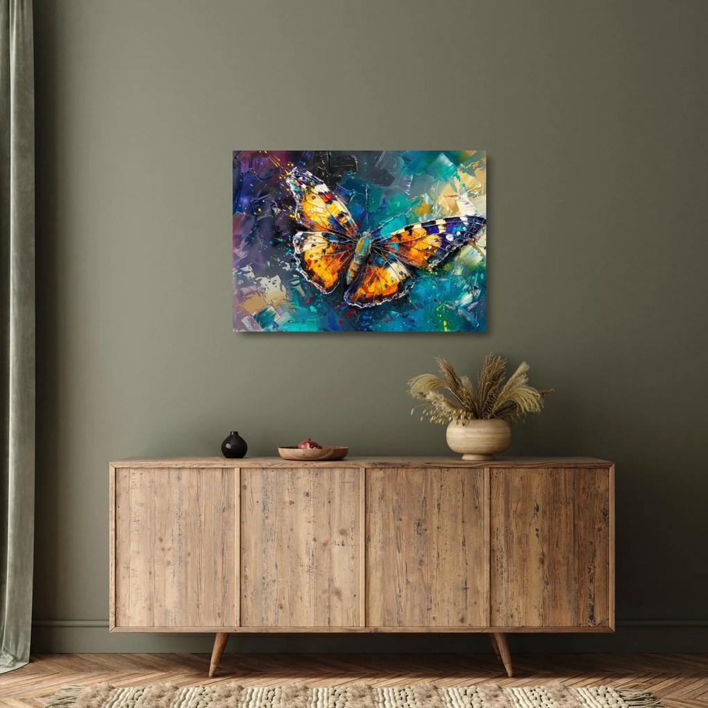 Sklenený obraz - Motýľ, olejomaľba (70x50 cm)