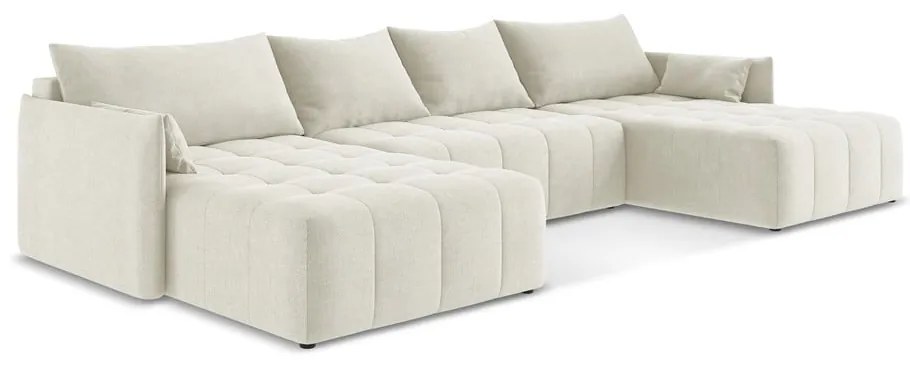 Béžová rozkladacia/s úložným priestorom rohová pohovka (do tvaru "U") Moku – Makamii