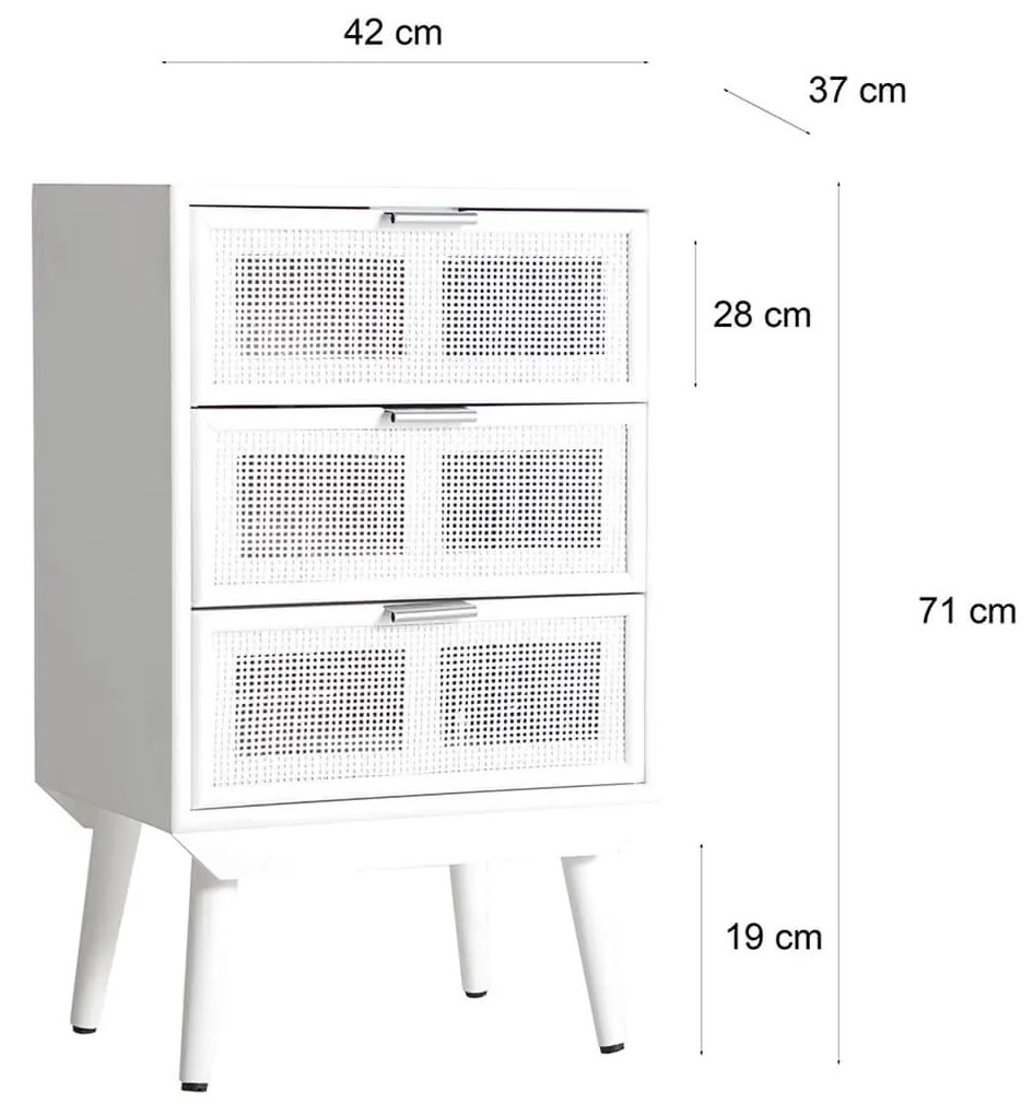 Nočný stolík drinidi 71 x 37 cm biely MUZZA