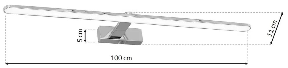 Nástenné LED svietidlo Splash, 1x LED 21w, 4000k, (100 cm), ch