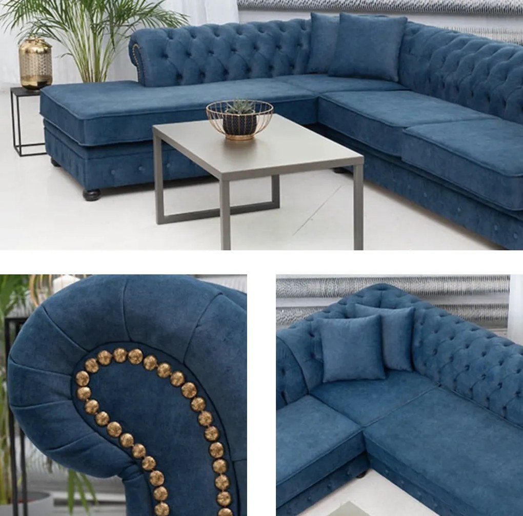 PROXIMA.store - Luxusná sedačka CHESTERFIELD LONG U FARBA NÔH: orech, DRUH LÁTKY: TORRE - 4, FARBA OZDOBNÝCH ŠPENDLÍKOV: chróm