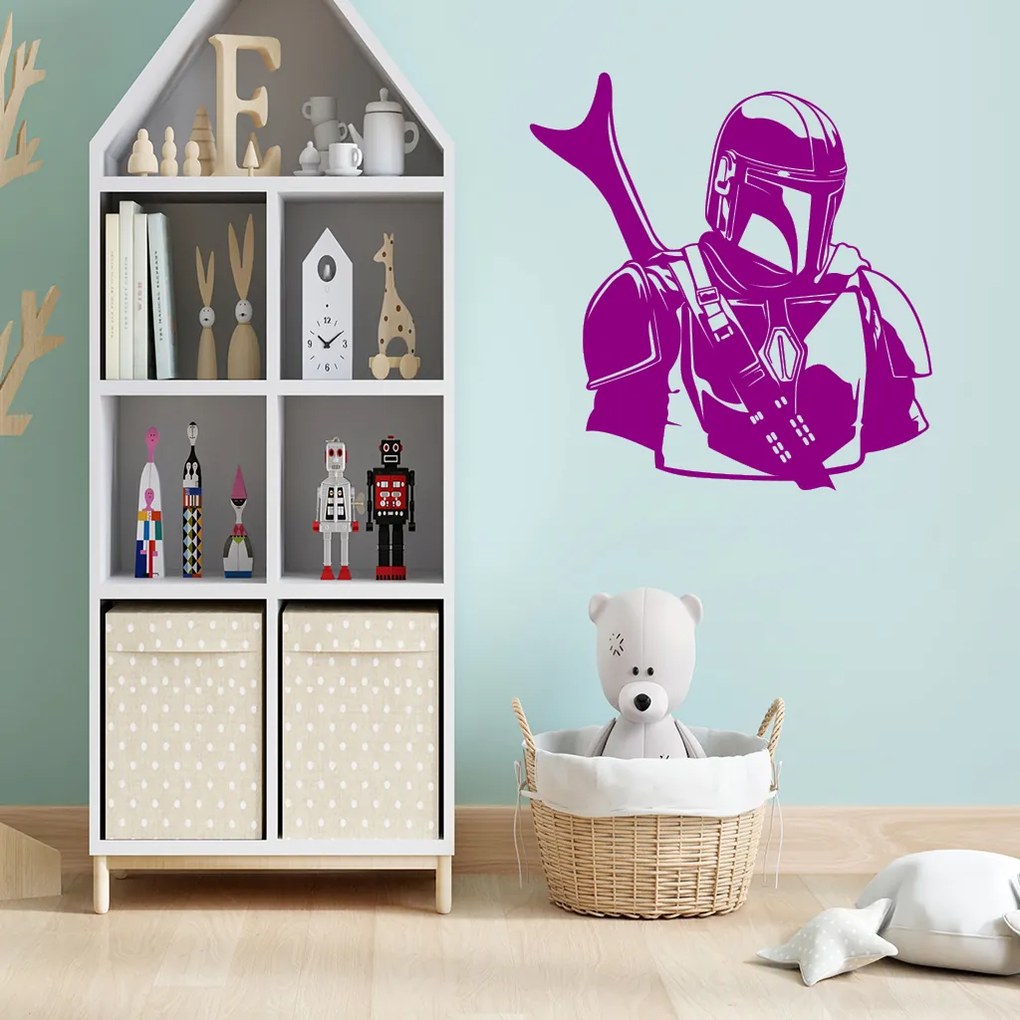 Veselá Stena Samolepka Mandalorian Star Wars Farba: žlutá, Veľkosť: 40 x 38 cm