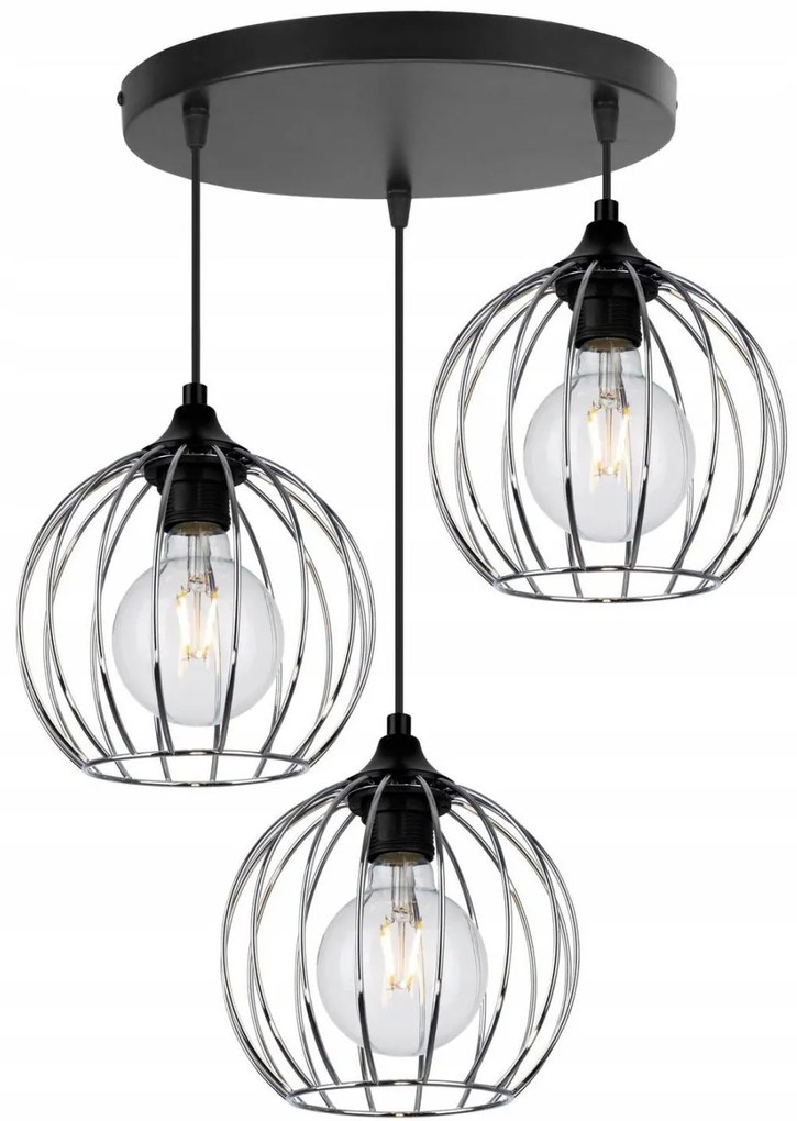 Závesné svietidlo Toronto, 3x chrómové drôtené tienidlo, o