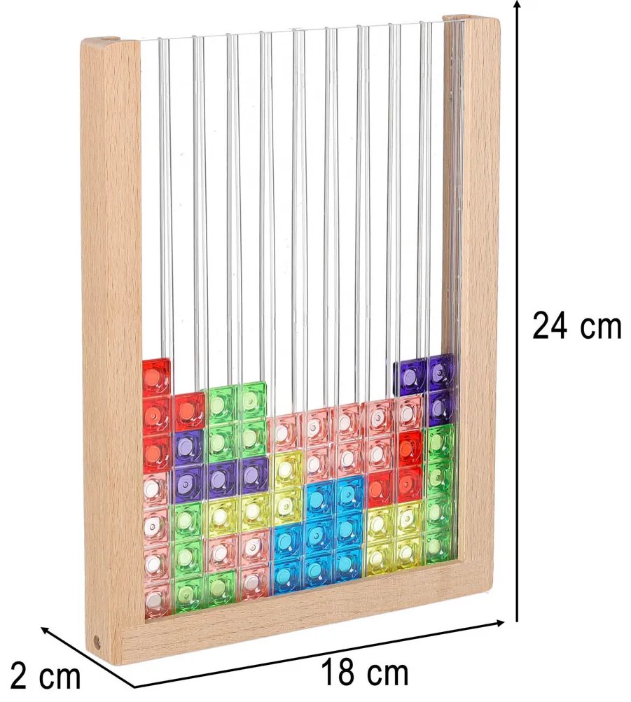 KIK Logická hra Tetris zo dreva a plastu na stojane