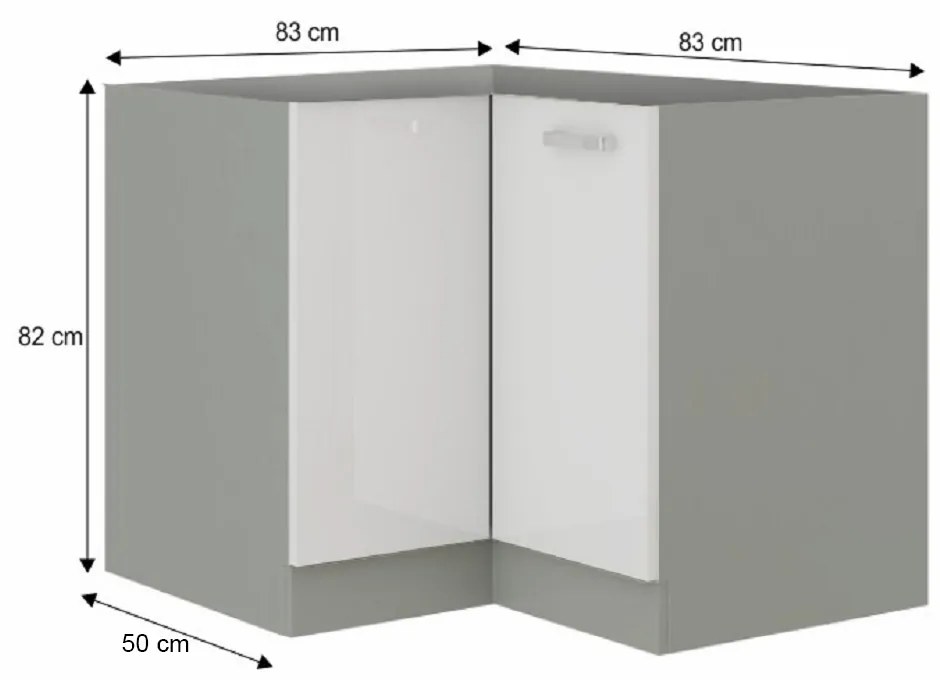 Dolná rohová kuchynská skrinka Pleitton (biela). Vlastná spoľahlivá doprava až k Vám domov. 1040282