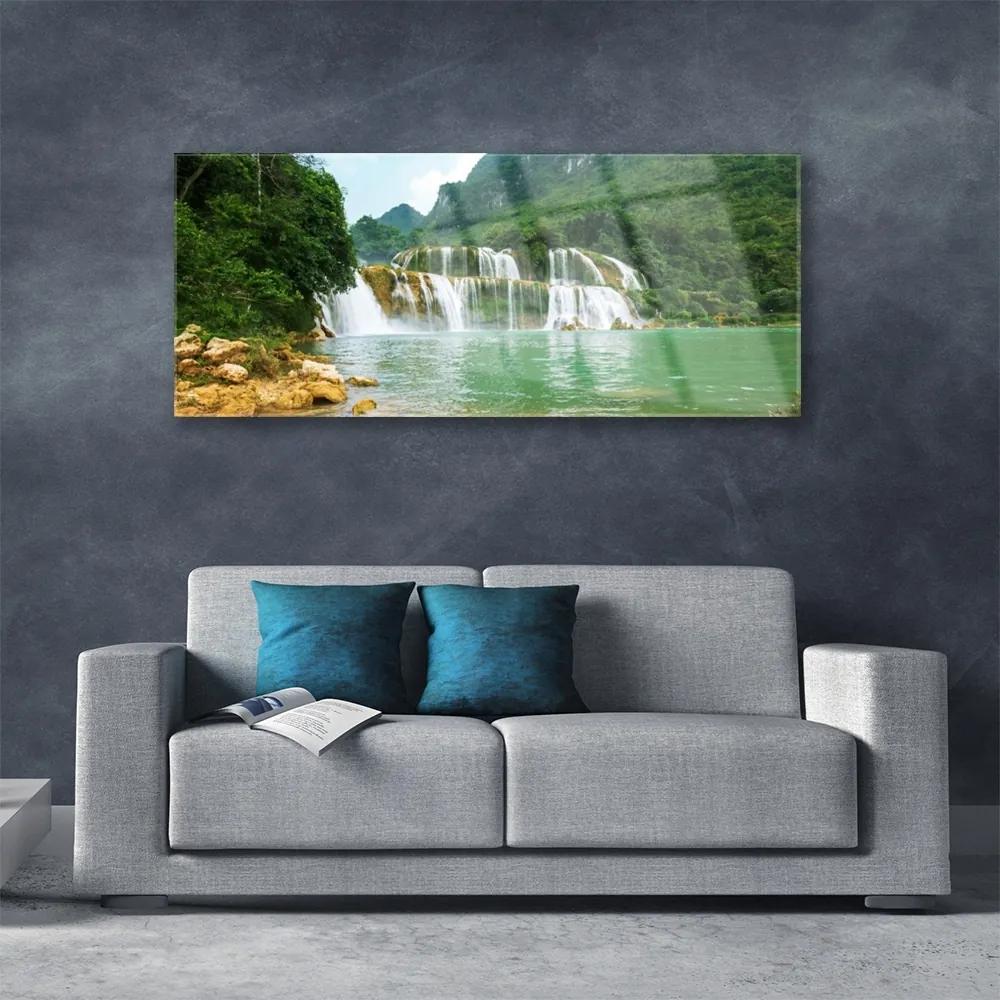 Obraz plexi Les vodopád príroda 125x50 cm