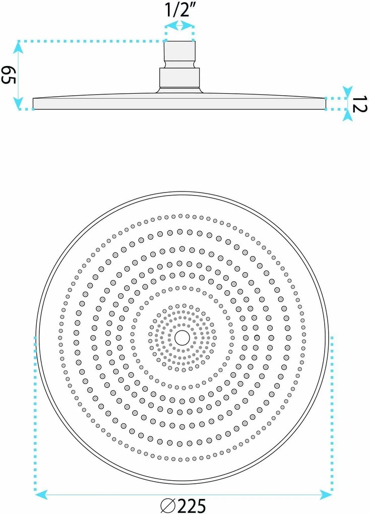Rea JS-021, okrúhla dažďová sprchová hlavica, Ø 22,5 cm, zlatá matná, REA-P0391
