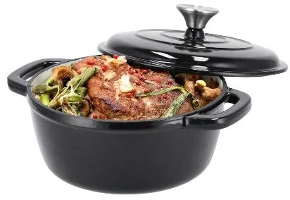 Silvercrest® Liatinový hrniec, 2,8 l, čierny + Liatinový hrniec, 5,6 l, čierny + Liatinový pekáč, 4,8 l, čierny (800011484)