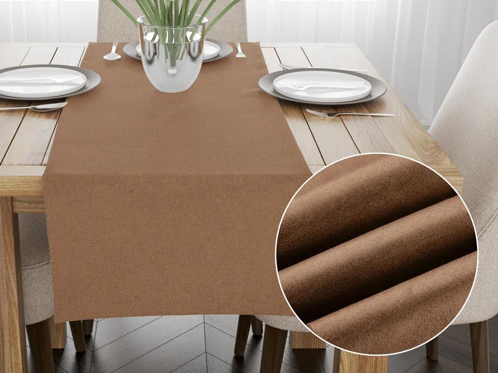 Biante Behúň na stôl/imitácia brúsenej kože Alcantara ALC-004 Svetlo hnedý 20x160 cm
