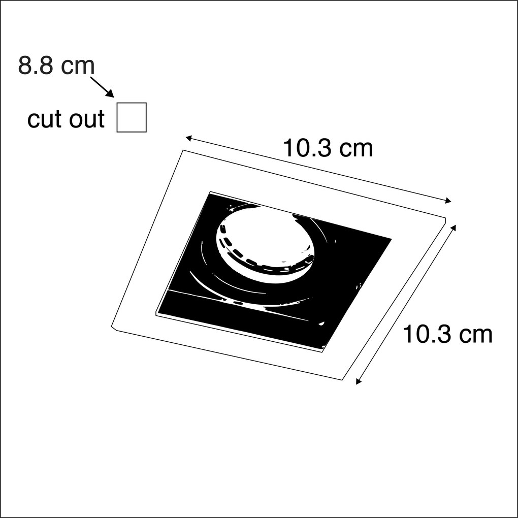 Inteligentné zapustené bodové svietidlo oceľové vrátane Wifi GU10 svetelného zdroja - Carree