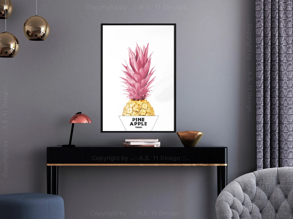 Artgeist Plagát - Golden Pineapple [Poster] Veľkosť: 40x60, Verzia: Zlatý rám