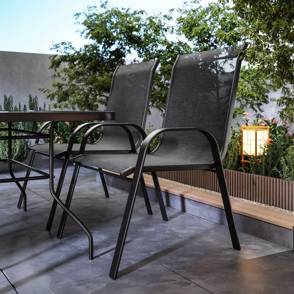 JEDÁLENSKÝ ZÁHRADNÝ SET SISTO 4 X STOLIČKA + STÔL ČIERNY