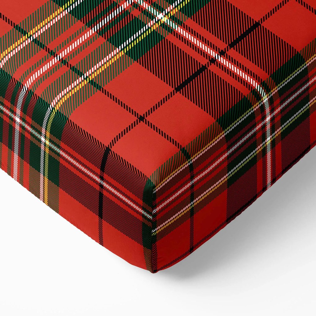 Goldea vianočná bavlnená napínacia plachta - červené káro 200 x 200 cm